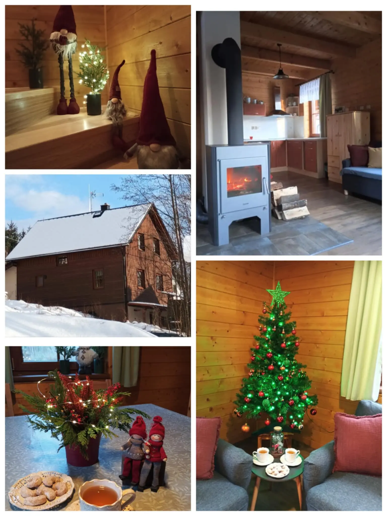 Koláž fotek z chaty
